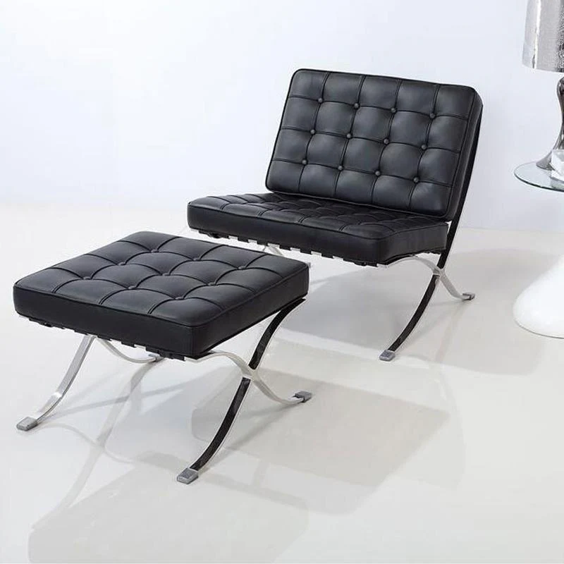 Barcelona Chair And Stool, Real Leather - Image 9
