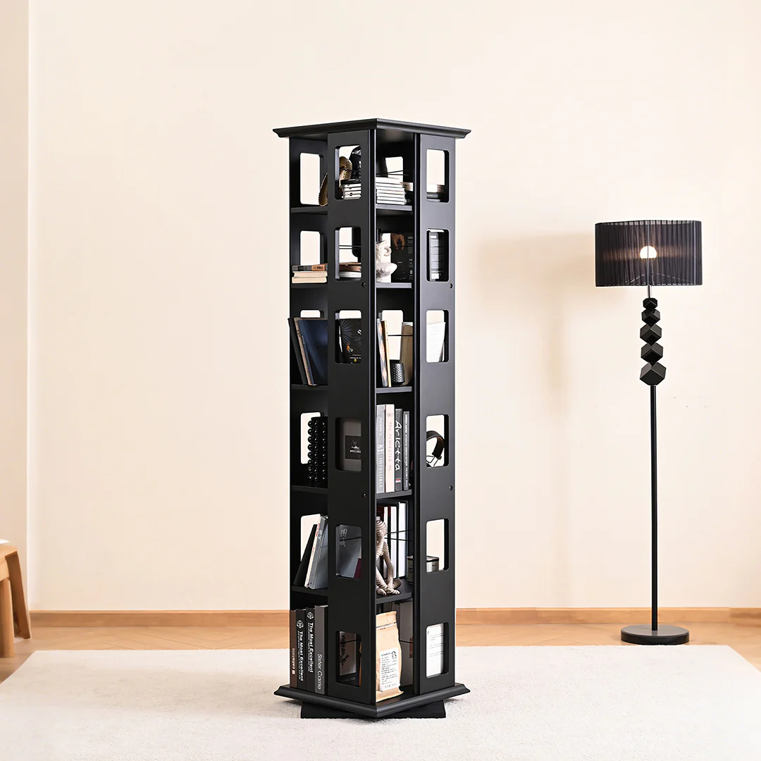 Bartholomew Rotating Bookshelf, Magazine Rack, Solid Wood - Image 3