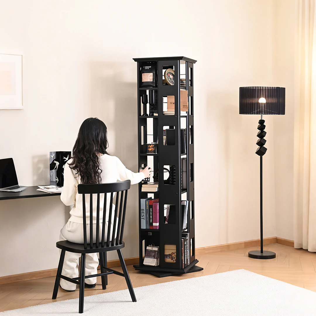 Bartholomew Rotating Bookshelf, Magazine Rack, Solid Wood - Image 5