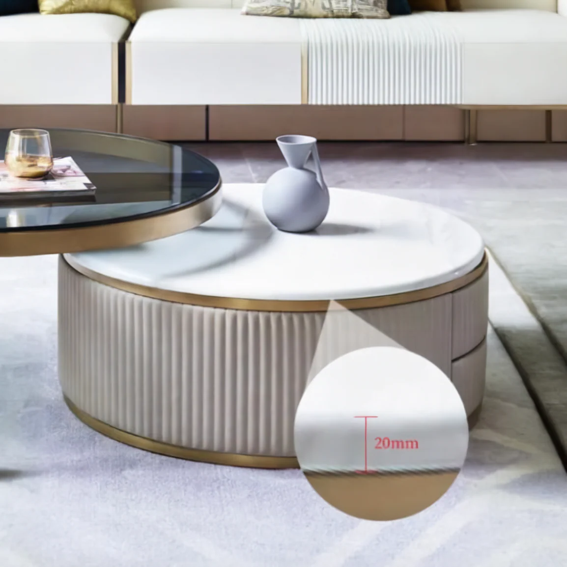 Bell Nesting Coffee Table, Glass - Image 7