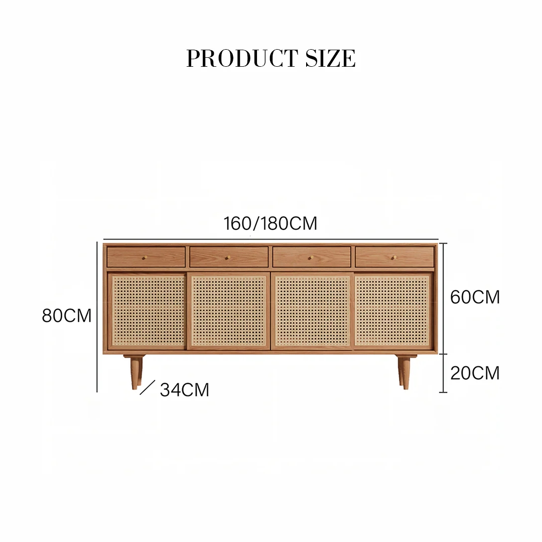 Bertha Rattan Sideboard with Drawers, Pine Wood - Image 6