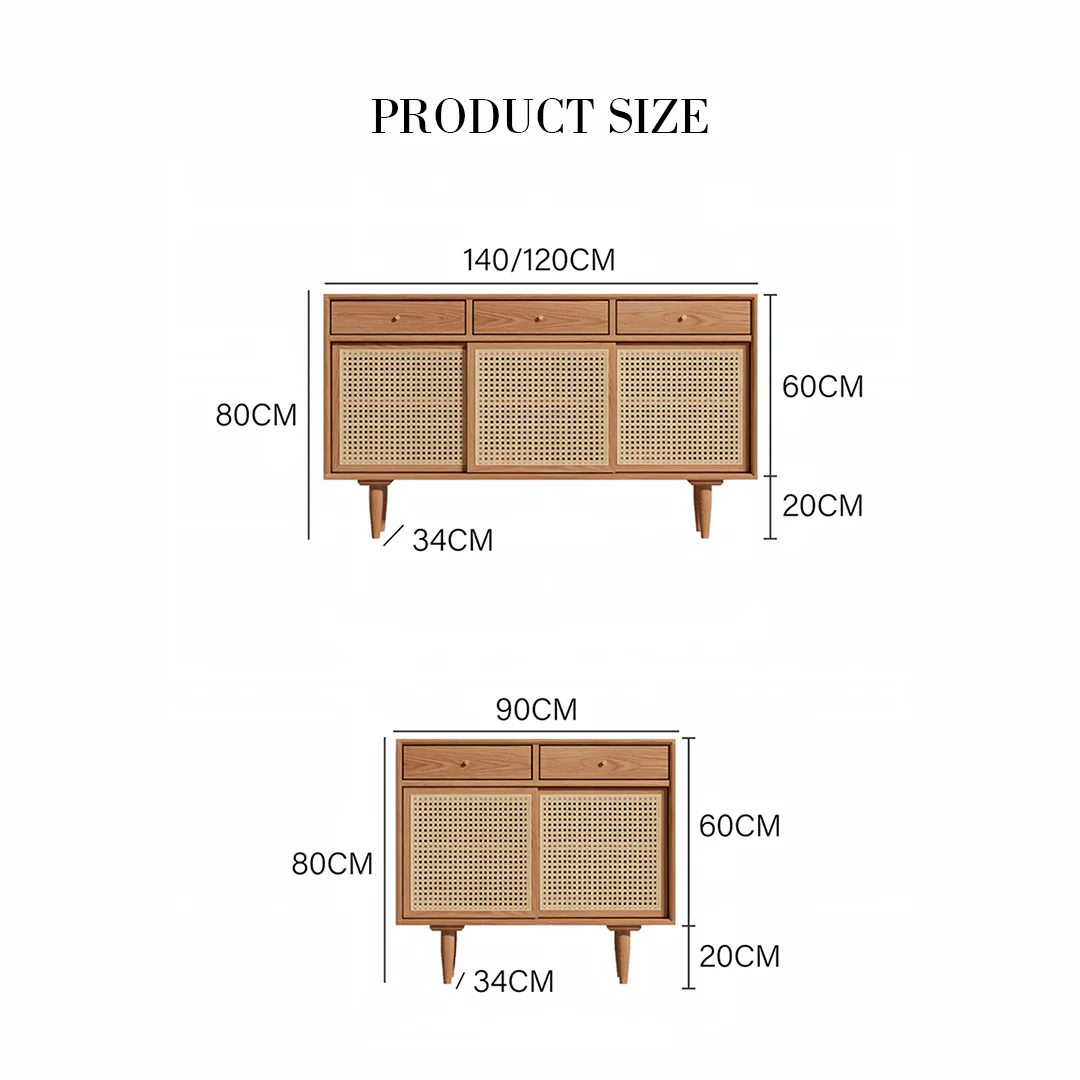 Bertha Rattan Sideboard with Drawers, Pine Wood - Image 7