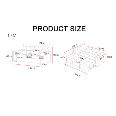 BH155 Three Seater Sofa Bed, Leathaire - Image 7