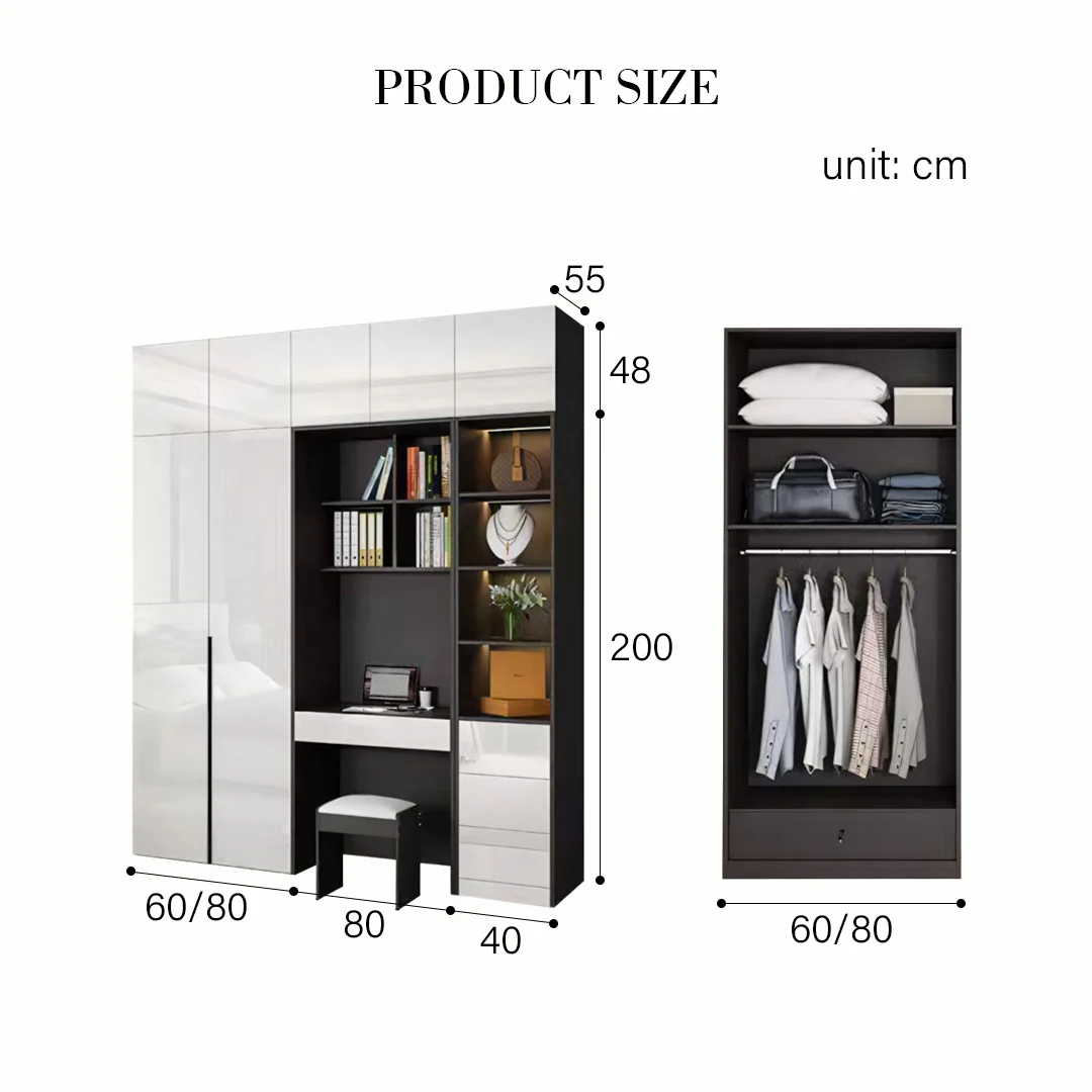 Bianchi Corner Wardrobe, L Shape Wardrobe With Dressing Table - Image 6