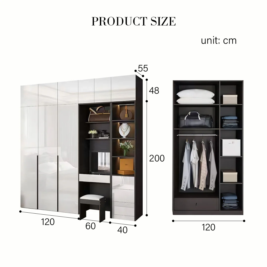 Bianchi Corner Wardrobe, L Shape Wardrobe With Dressing Table - Image 7