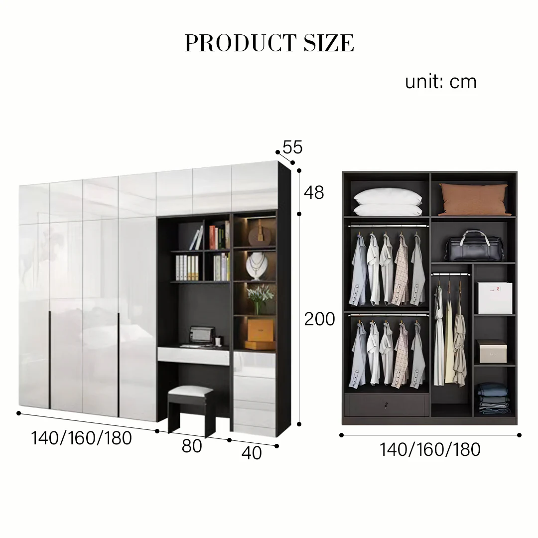 Bianchi Corner Wardrobe, L Shape Wardrobe With Dressing Table - Image 8