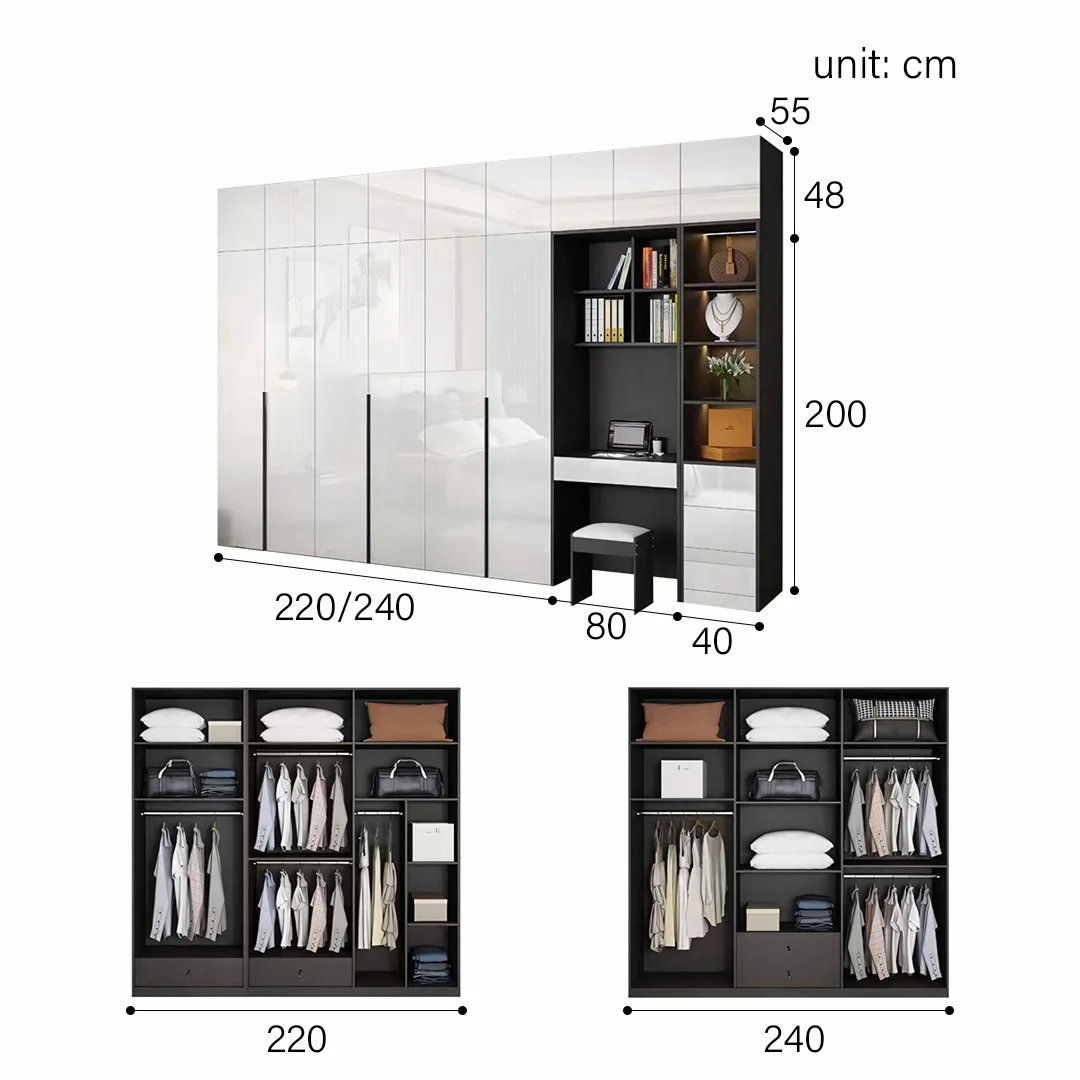 Bianchi Corner Wardrobe, L Shape Wardrobe With Dressing Table - Image 9