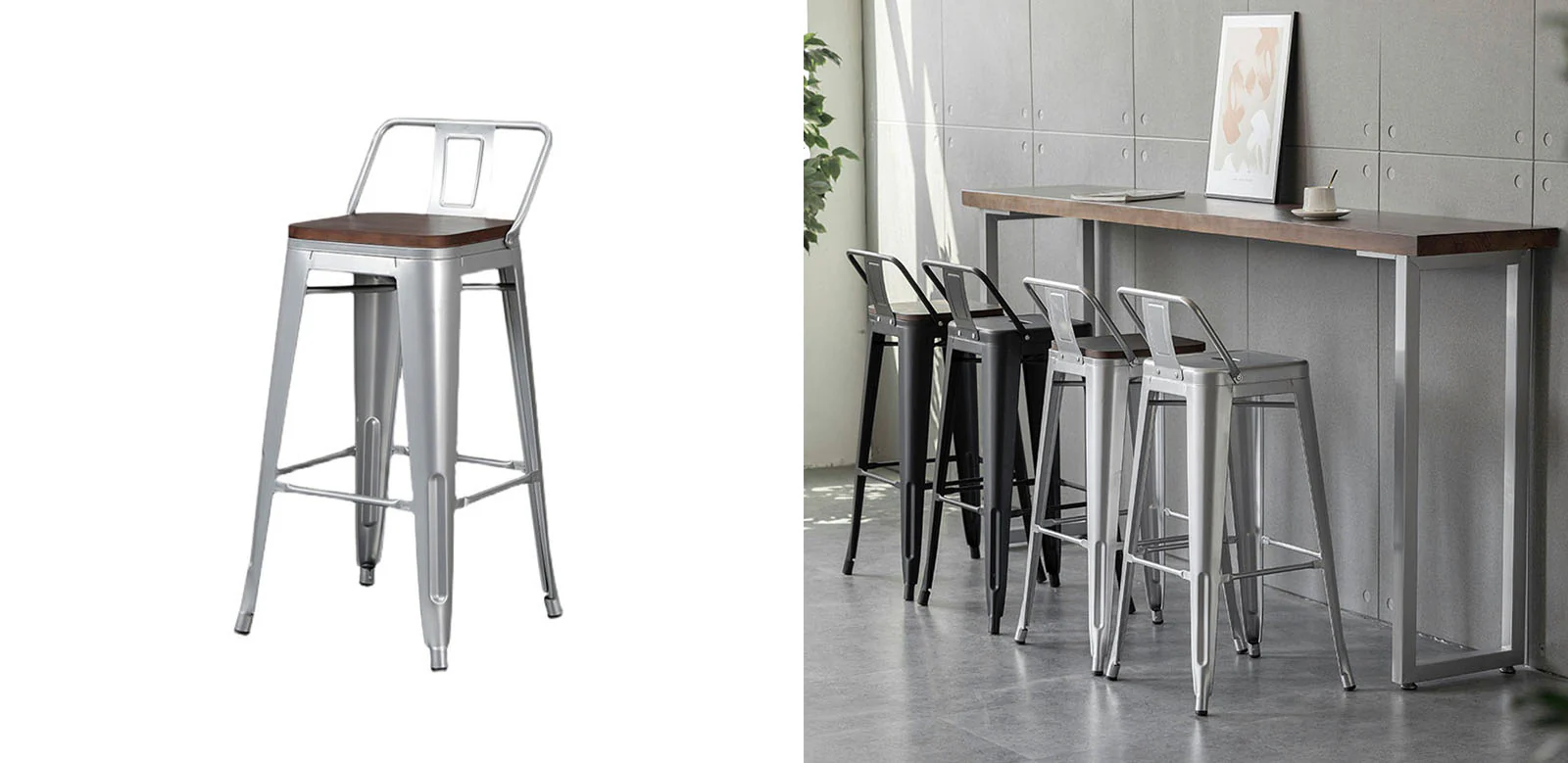 Bolero High Bar Stool Steel Frame, Multiple Colors - Image 6