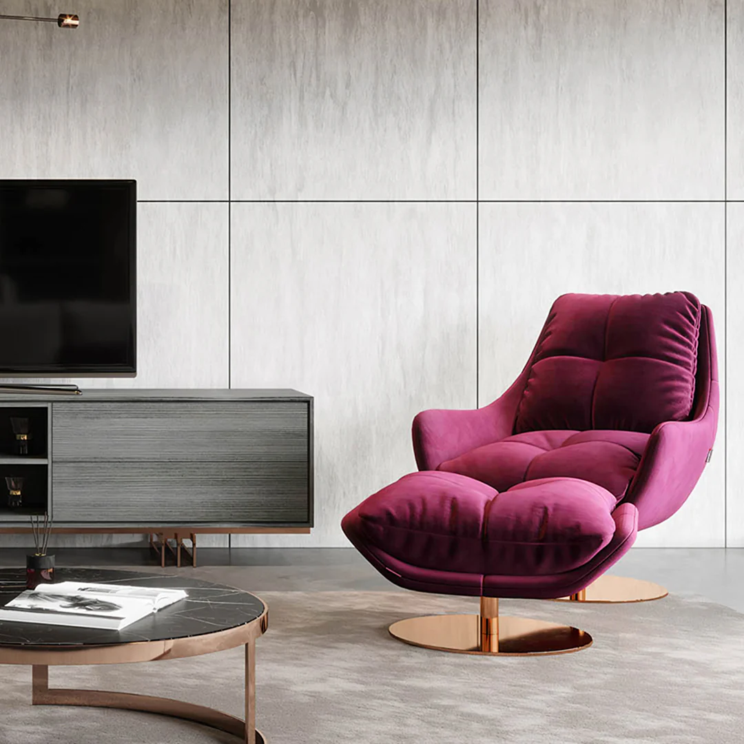 Bonnet Swivel Lounge Chair With Ottoman - Image 3