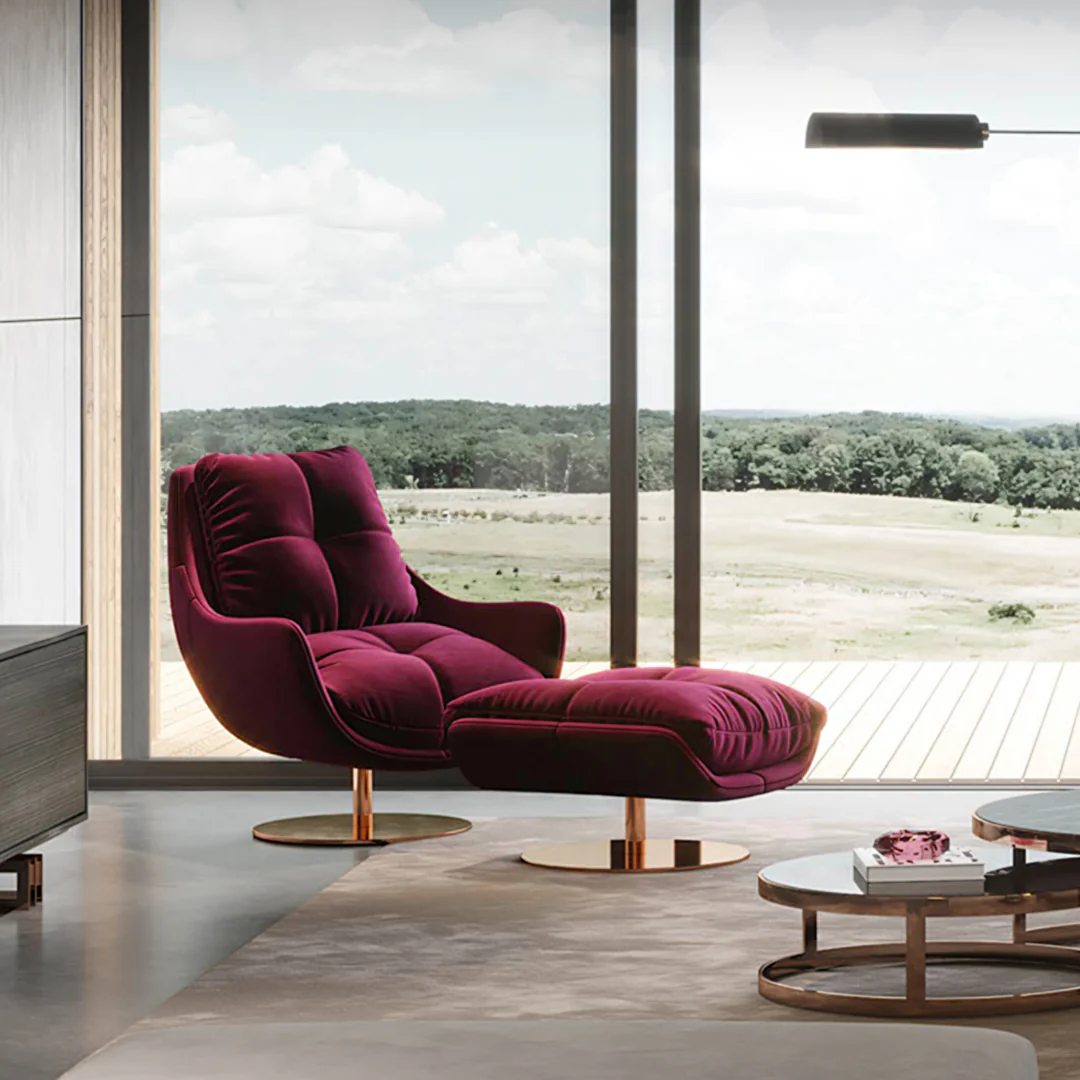 Bonnet Swivel Lounge Chair With Ottoman - Image 4
