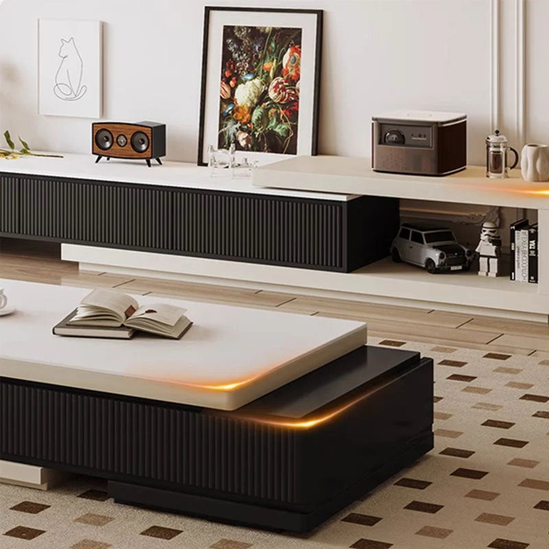 Bonnie TV Stand Set With Coffee Table, Black & White - Image 4