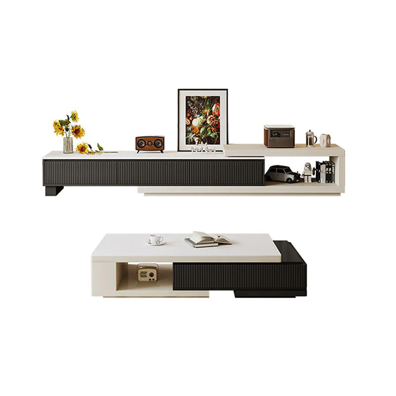 Bonnie TV Stand Set With Coffee Table, Black & White - Image 5