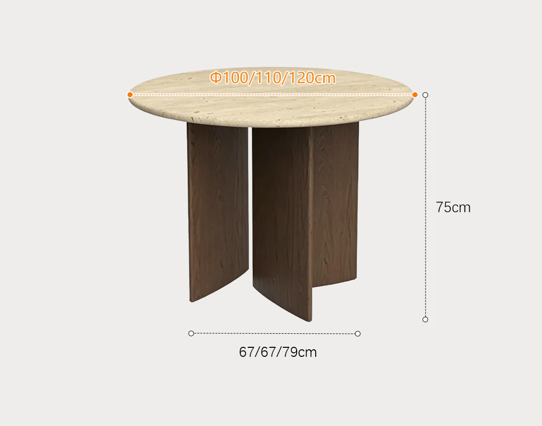Boulanger Round Dining Table, Solid Wood & Travertine - Image 11