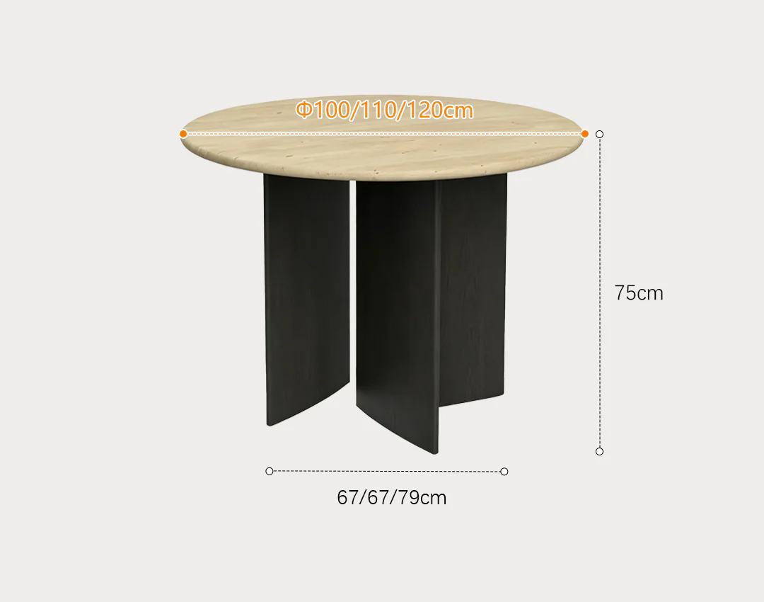Boulanger Round Dining Table, Solid Wood & Travertine - Image 12