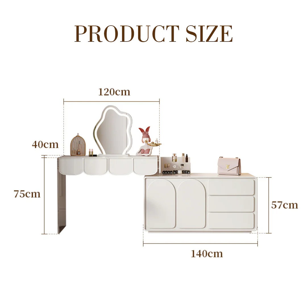 Brennan Dressing Table With Sideboard, White - Image 6