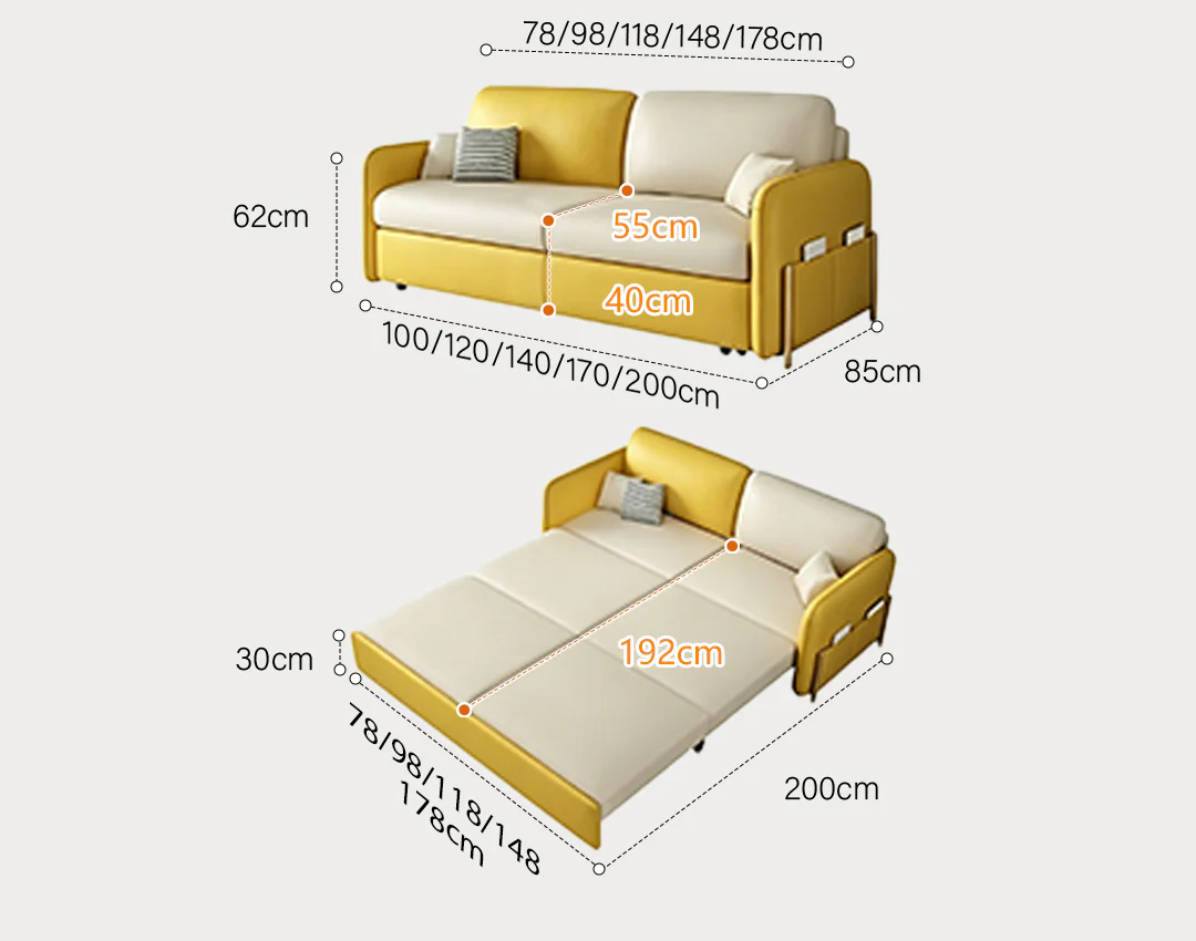 Burke Two Seater Sofa Bed, Yellow and White - Image 7