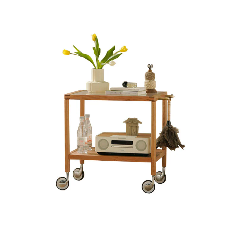 Burzo 2-tier Trolley on Wheels, Kitchen Storage Utility Cart, Wood - Image 5