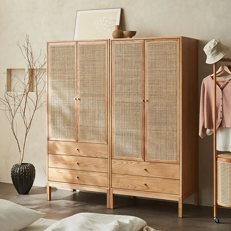 Caden Rattan Wardrobe, Wood - Image 3