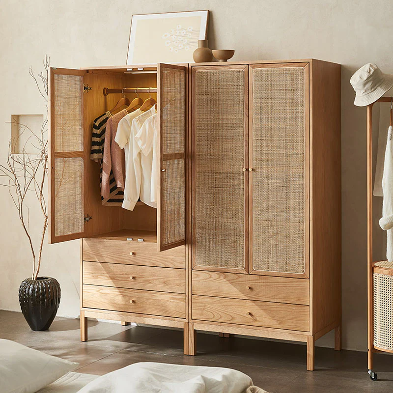 Caden Rattan Wardrobe, Wood - Image 4