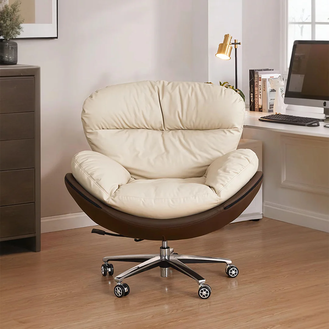 Calder Swivel Office Chair With Wheels, Leathaire - Image 3