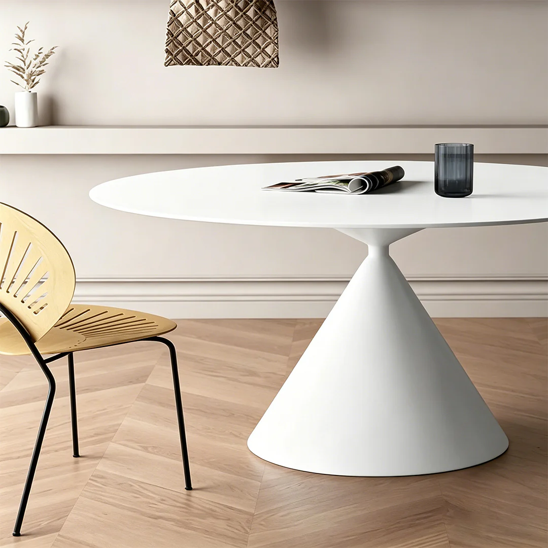 Calvin Cone Round Dining Table, White - Image 5