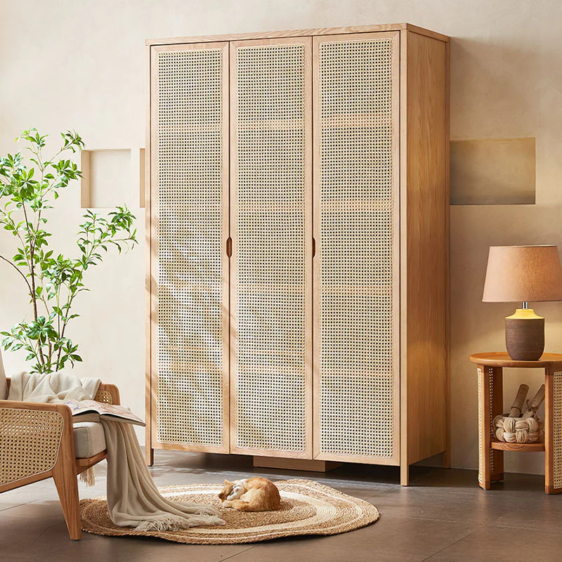 Cameron Rattan Wardrobe, Solid Wood - Image 4