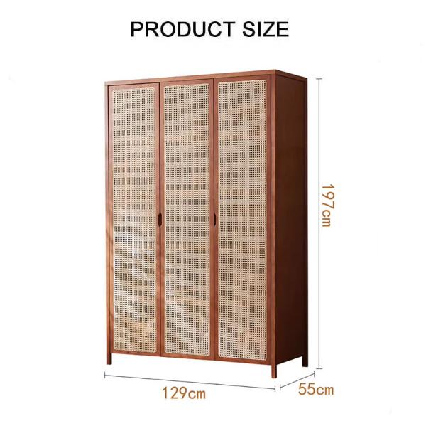 Cameron Rattan Wardrobe, Solid Wood - Image 6