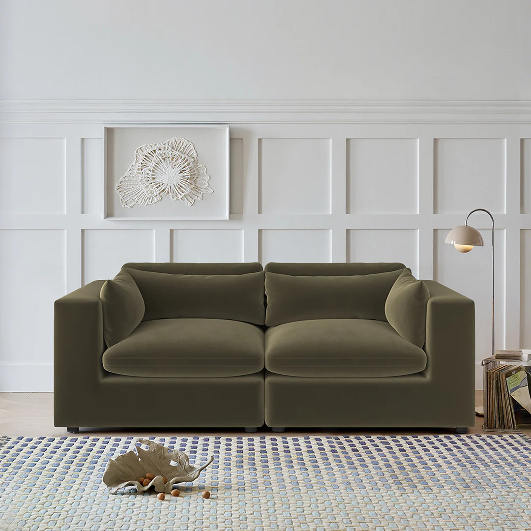 Cantu Loveseat Sofa, Two Seater Sofa, Velvet - Image 3