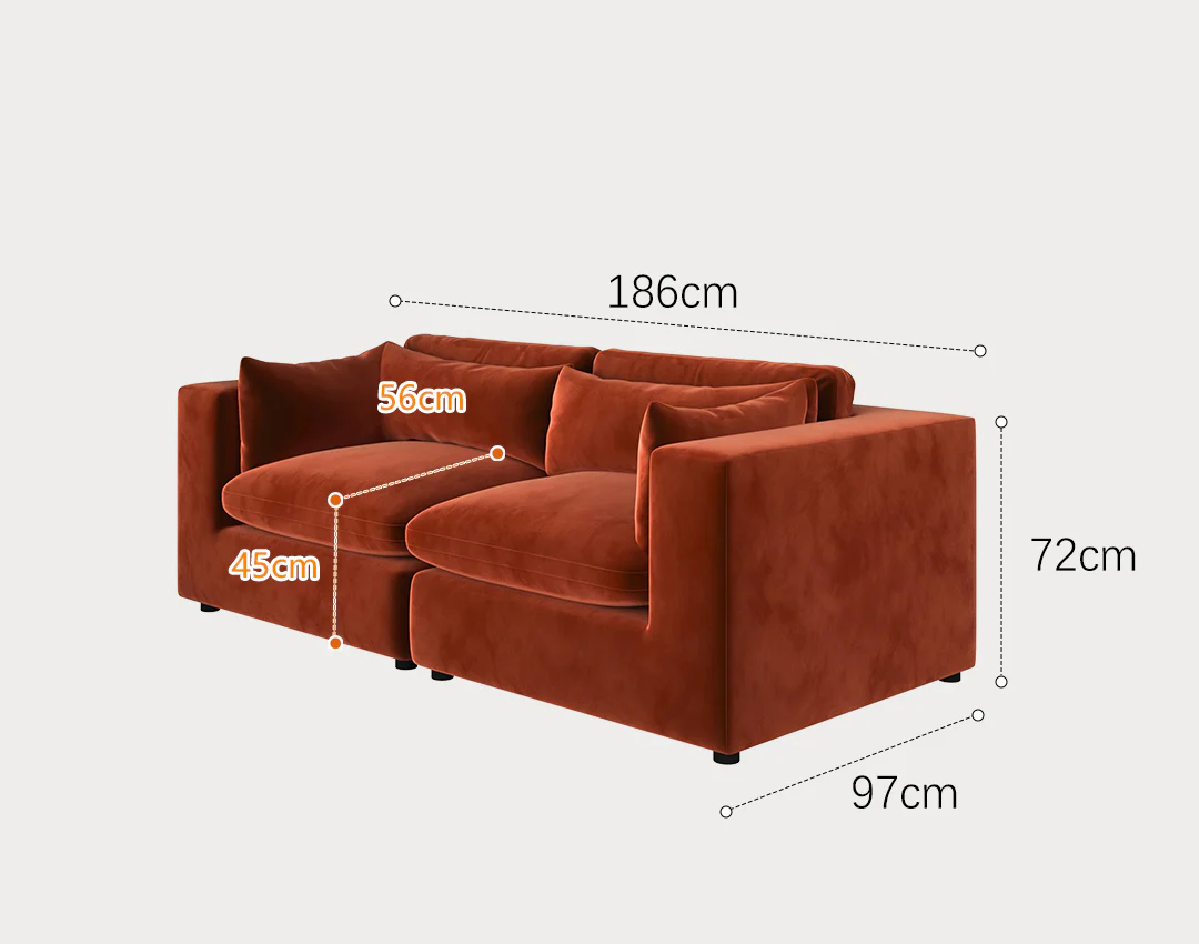 Cantu Loveseat Sofa, Two Seater Sofa, Velvet - Image 8