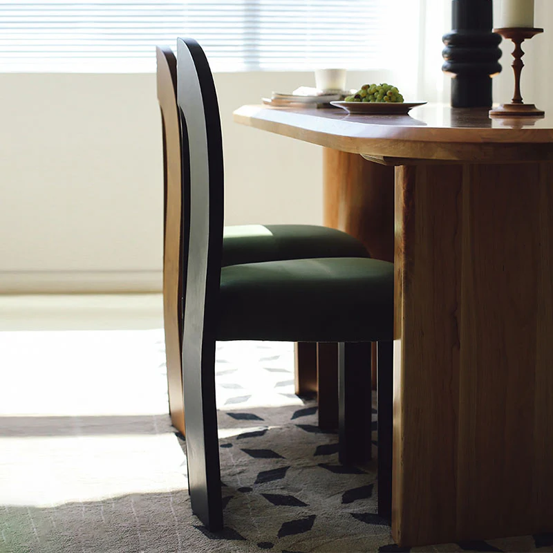 Caradoc Mermaid Dining Chair, Oak & Velvet - Image 5