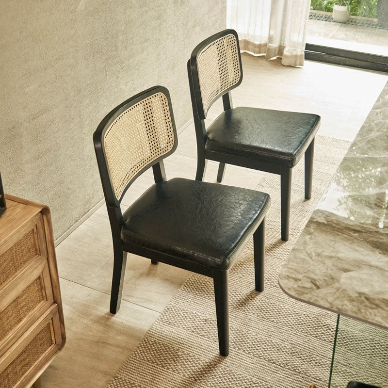 Cassie Black Dining Chair, Wood & Leather - Image 3
