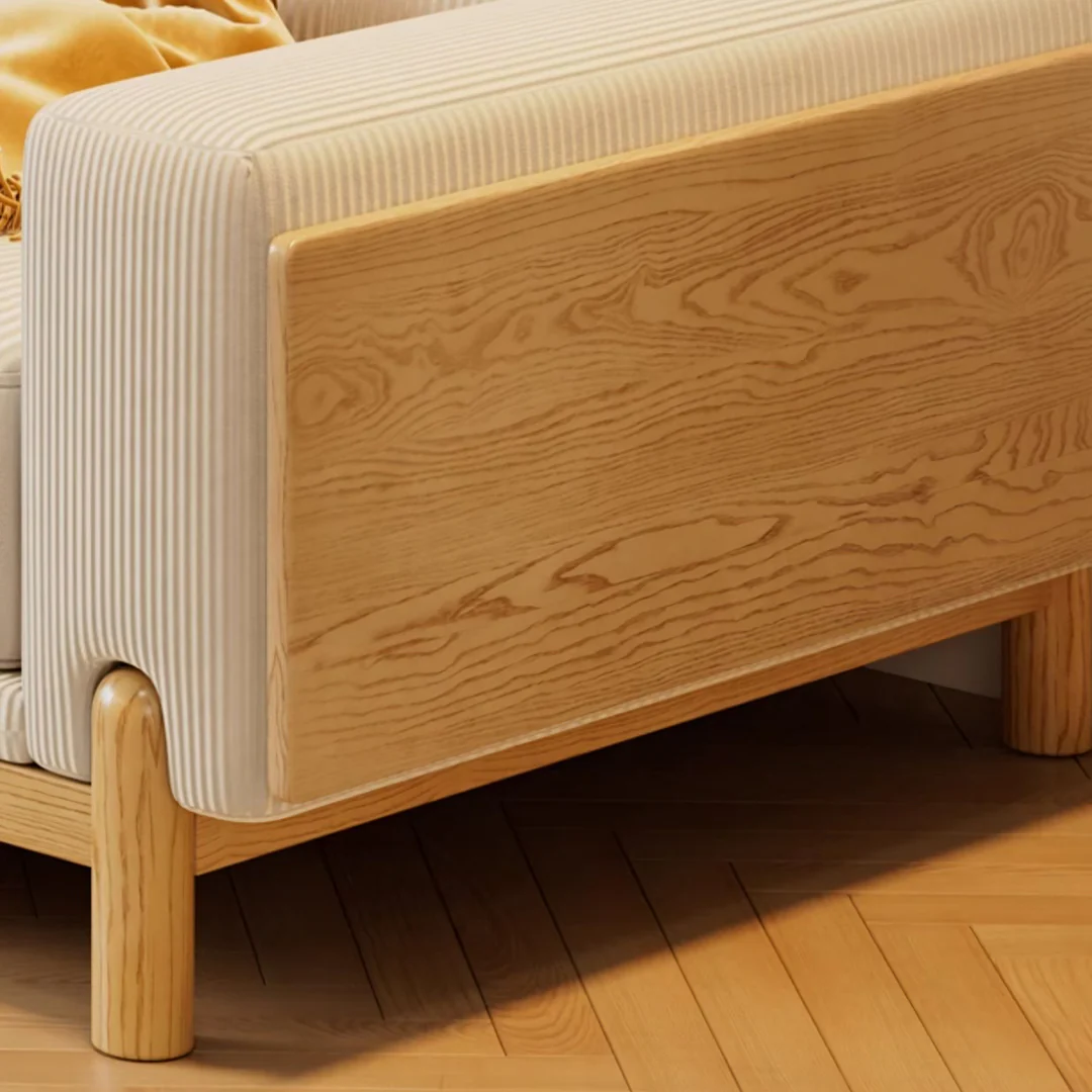 Catalina Cloud Sofa,  Two Seater, Three Seater Sofa, Cream Corduroy, Cherry Wood - Image 7