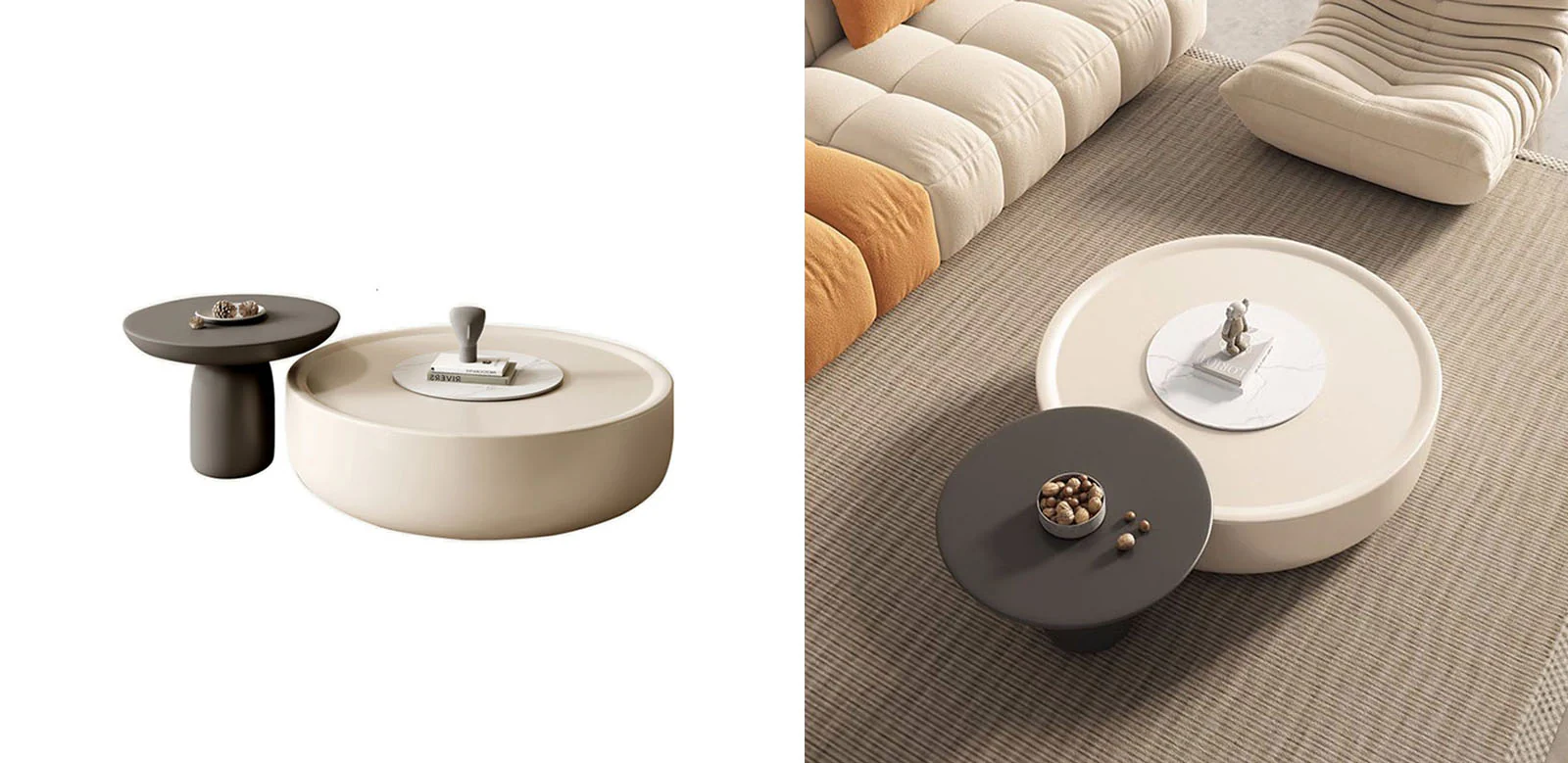 Cenhelm Nesting Coffee Table Set, Cream And Black - Image 7