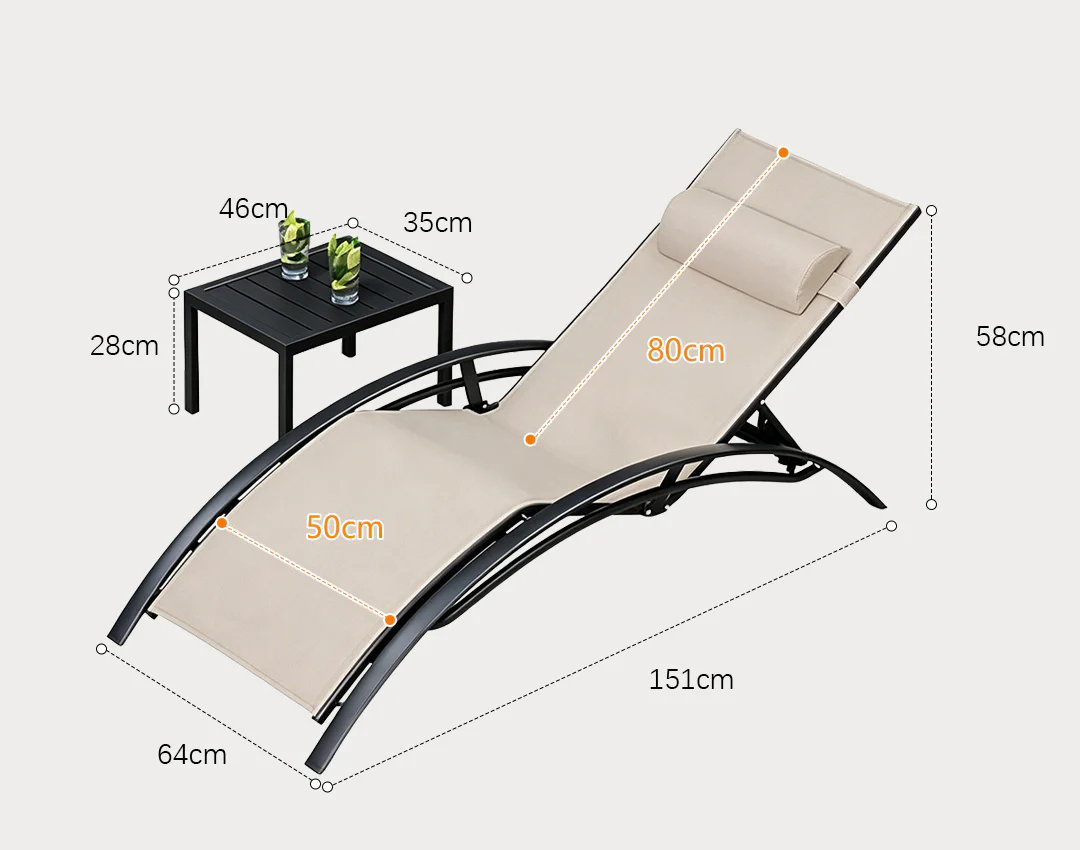 Chappell Reclining Sun Lounger With Pillow, Outdoor - Image 16