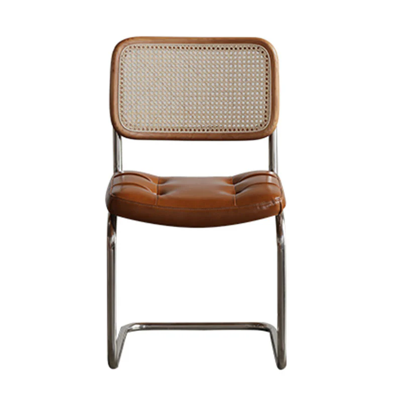 Chloe Rattan Dining Chair, Steel & Wood &  Leather - Image 4