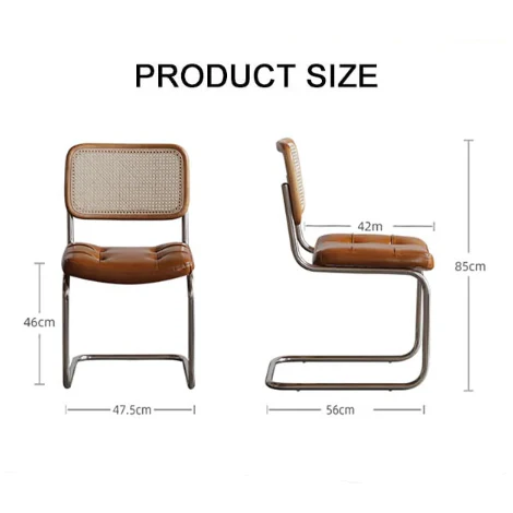 Chloe Rattan Dining Chair, Steel & Wood &  Leather - Image 6