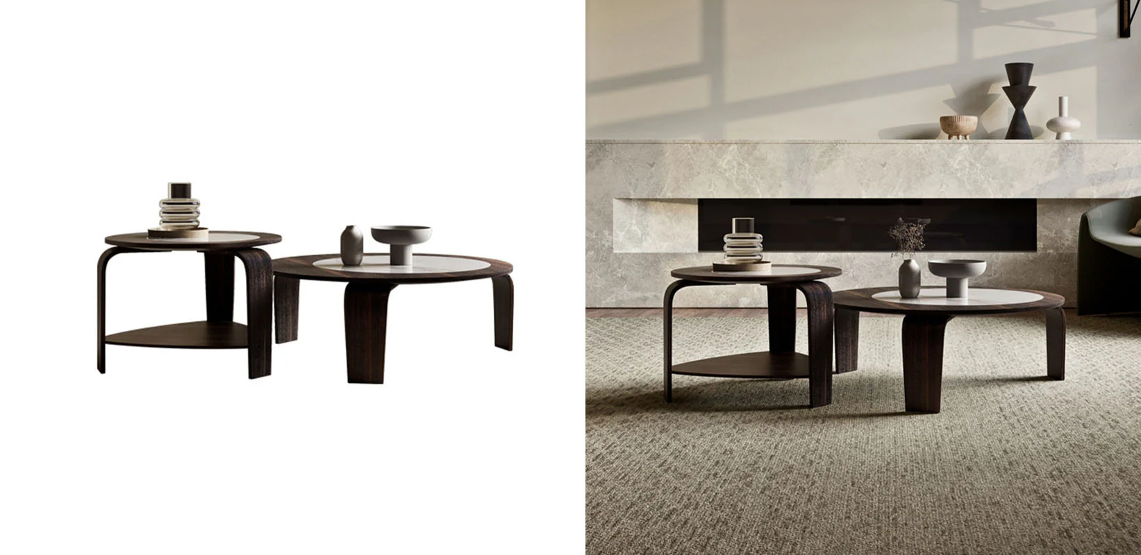 Chloe Round Nesting Coffee Table Set, Walnut - Image 5