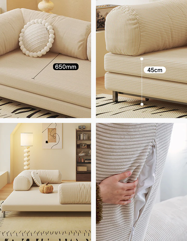 Choudhury Two Seater Sofa Bed, Backrest Washable, Corduroy - Image 14