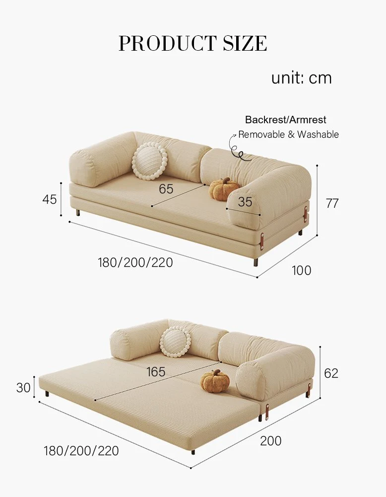 Choudhury Two Seater Sofa Bed, Backrest Washable, Corduroy - Image 15