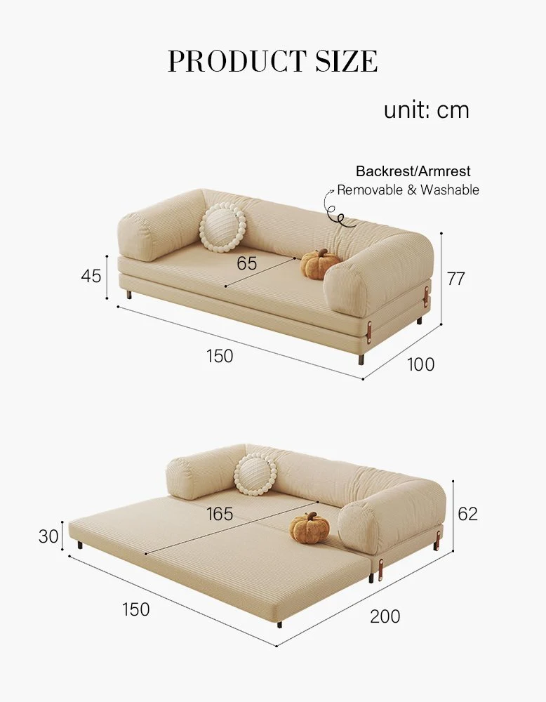 Choudhury Two Seater Sofa Bed, Backrest Washable, Corduroy - Image 16