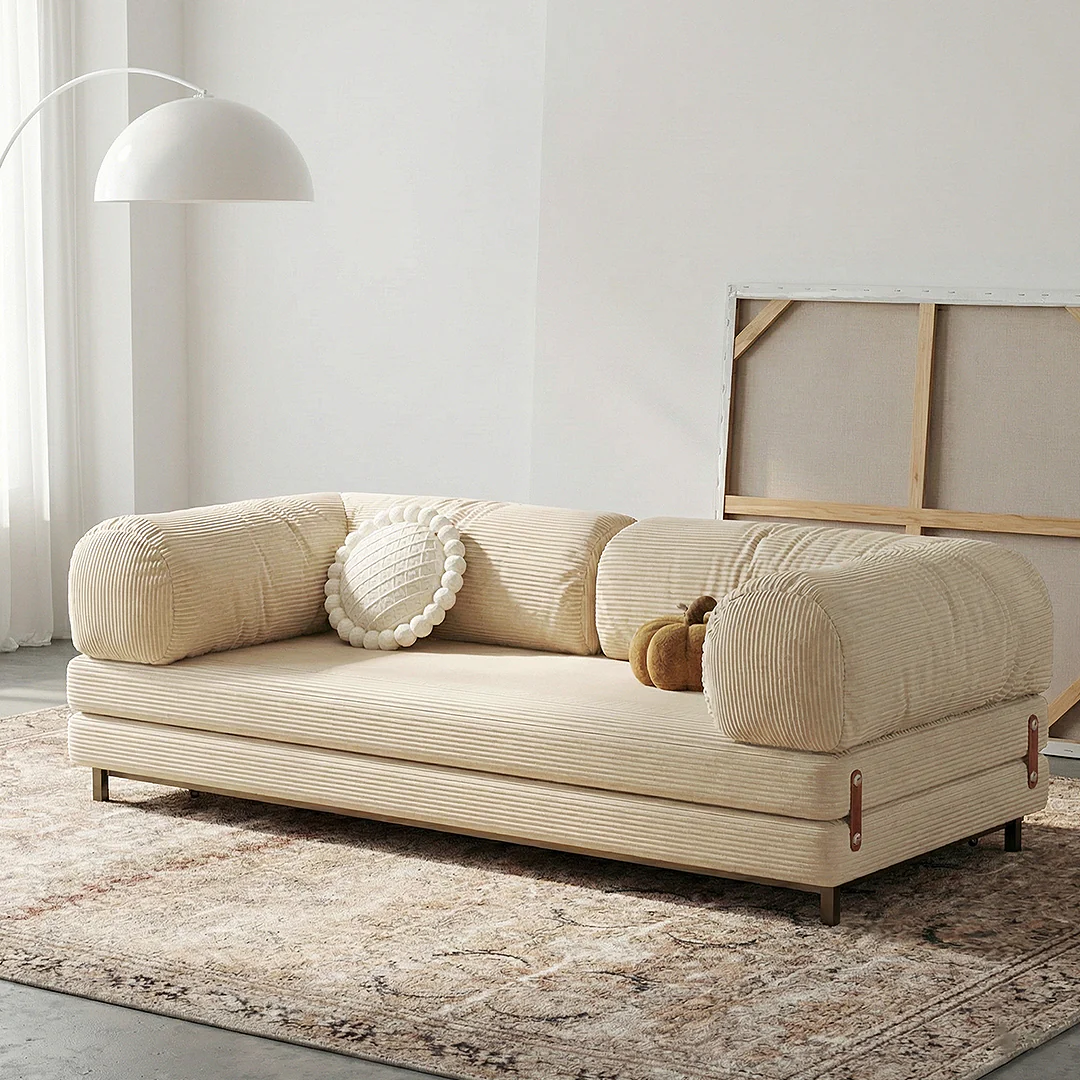 Choudhury Two Seater Sofa Bed, Backrest Washable, Corduroy - Image 18