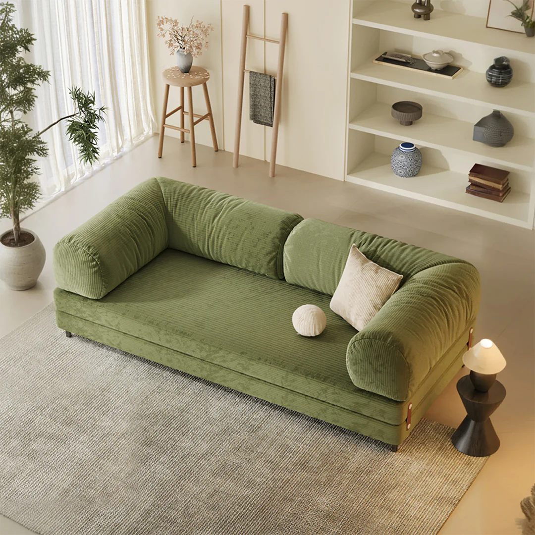 Choudhury Two Seater Sofa Bed, Backrest Washable, Corduroy - Image 3
