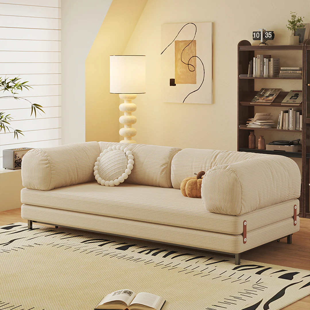 Choudhury Two Seater Sofa Bed, Backrest Washable, Corduroy - Image 9