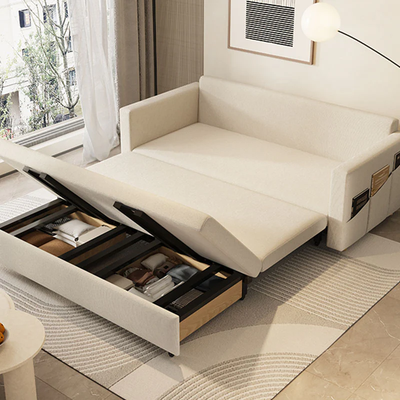 Colbert Two Seater Sofa Bed, Linen - Image 3