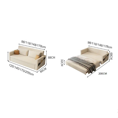 Colbert Two Seater Sofa Bed, Linen - Image 7