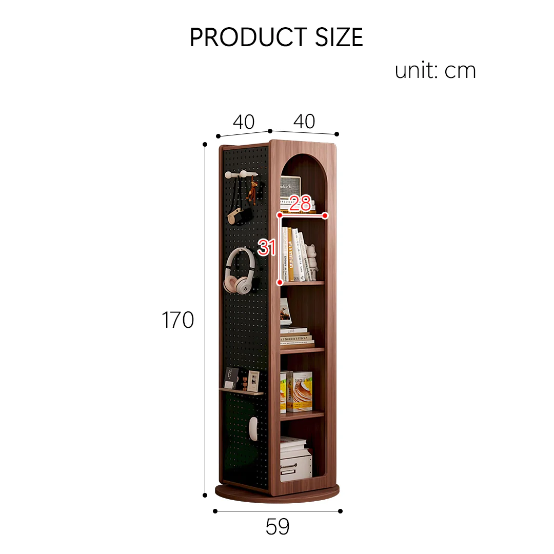 Correa Rotating Bookshelf, Freestanding Shelving Unit With Full Length Mirror - Image 11
