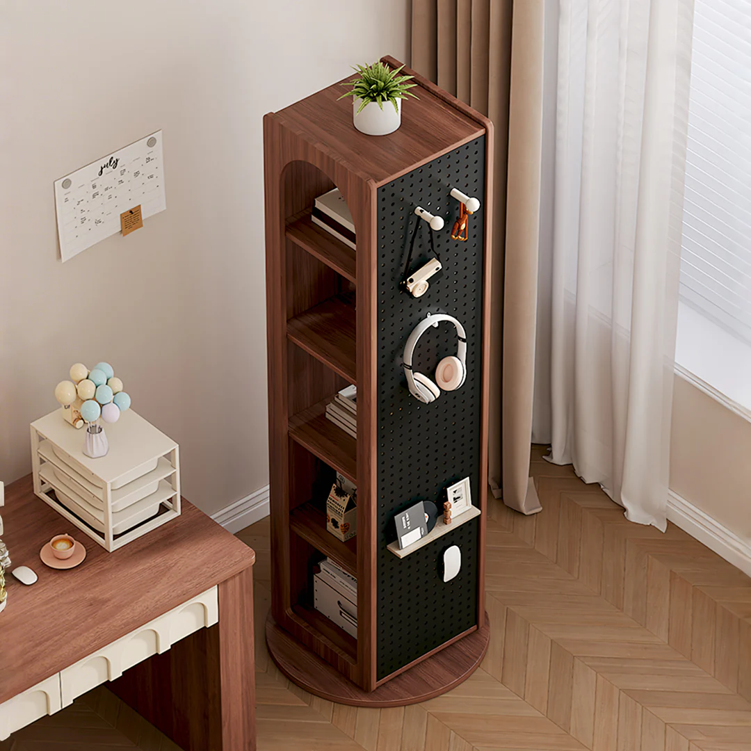 Correa Rotating Bookshelf, Freestanding Shelving Unit With Full Length Mirror - Image 4