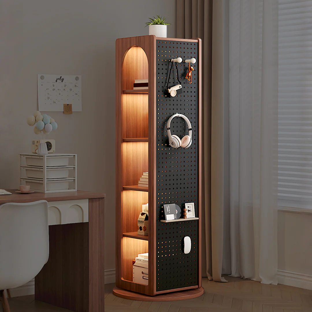 Correa Rotating Bookshelf, Freestanding Shelving Unit With Full Length Mirror - Image 5