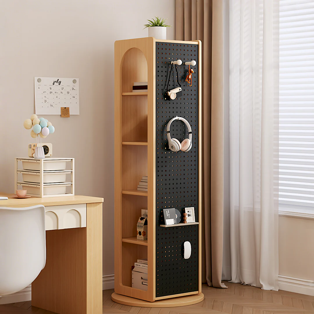 Correa Rotating Bookshelf, Freestanding Shelving Unit With Full Length Mirror - Image 6