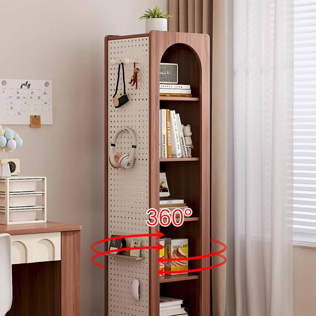 Correa Rotating Bookshelf, Freestanding Shelving Unit With Full Length Mirror - Image 8
